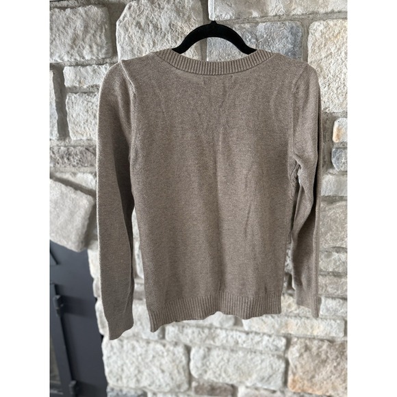 Taupe Angora Knit Preppy Classic Pullover Banana Republic Womens Sweater Size S - Picture 2 of 6